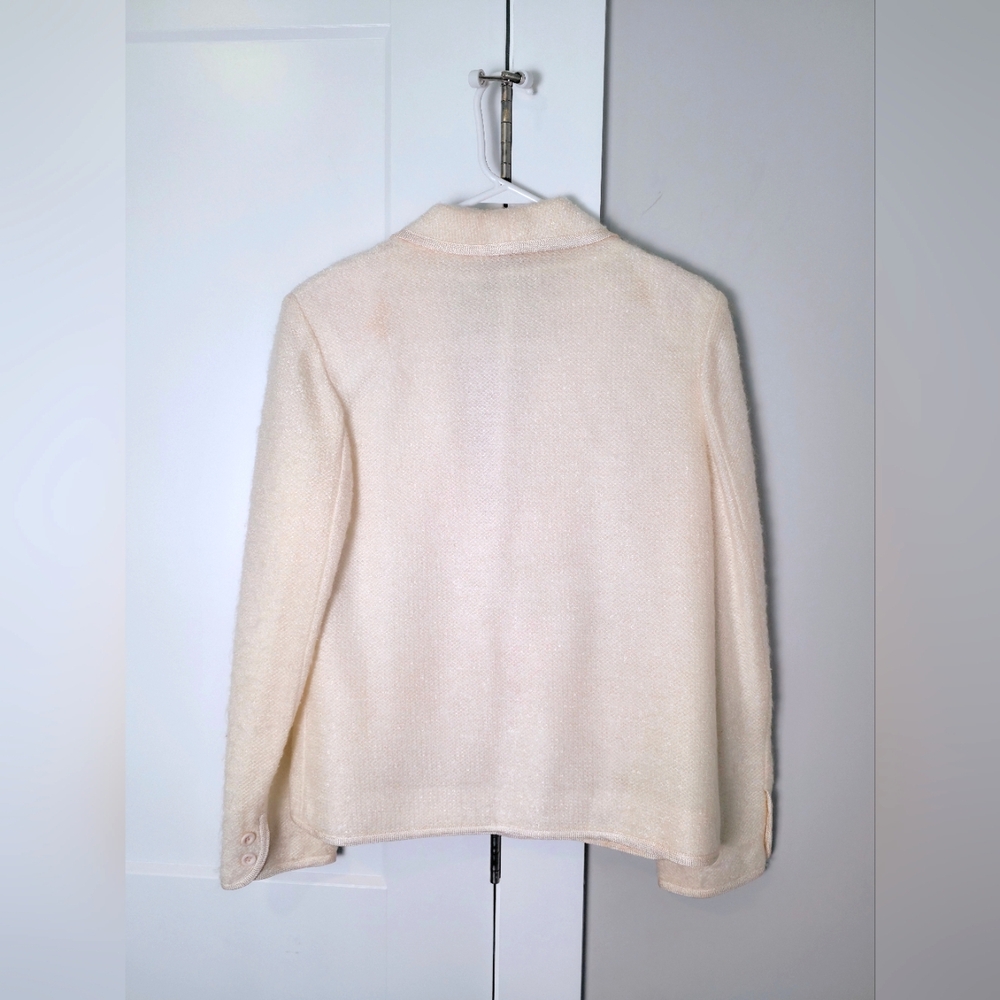 Butte Vintage Womens Knit Blazer Petite Small Med Ivory Cream Jacket Suit Career - Picture 6 of 7